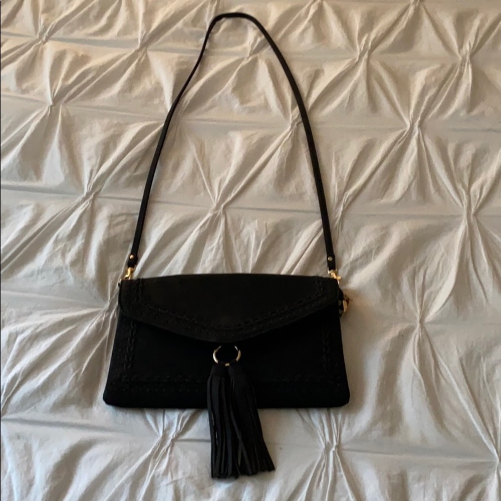 Black suede cross body bag